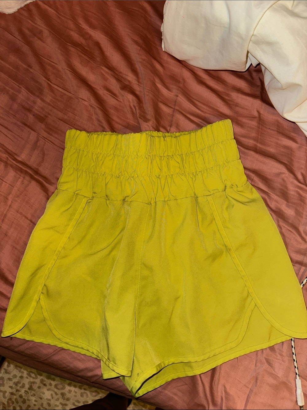 High-Waist Smocked Yellow Shorts